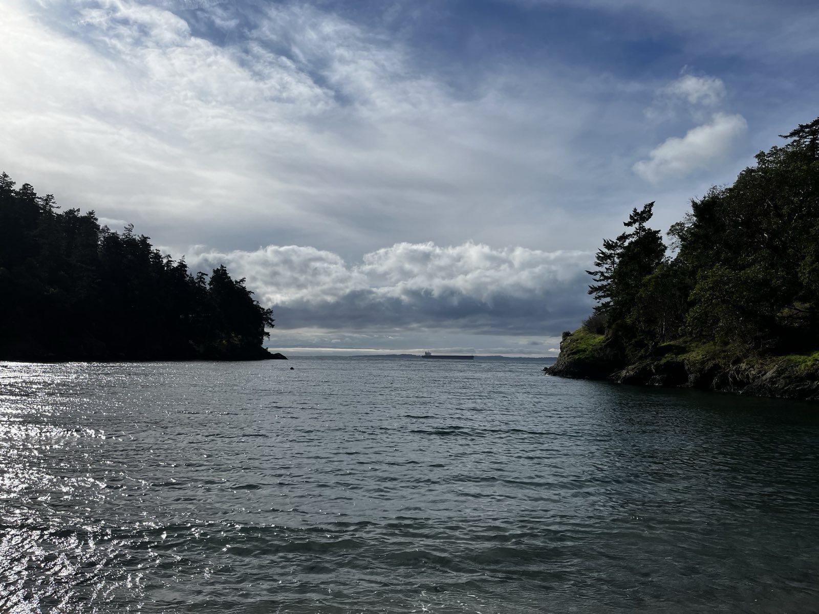 Two headlands facing each other across a narrow channel